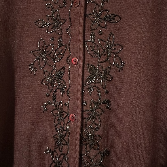 Silk Club deep purple beaded cardigan - Picture 3 of 10